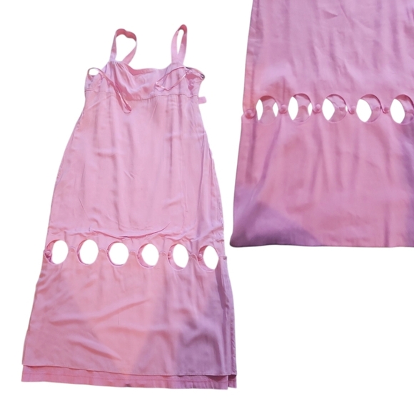 NWT Antonio Melani Dress Linen Blend Square Neck Cut Out Sheath Pink Midi Sz 12 - Picture 12 of 12